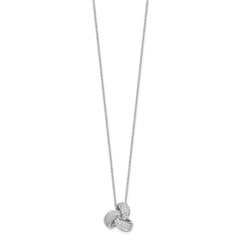 Cheryl M Sterling Silver Rhodium-plated Brilliant-cut Pave CZ Love Knot 18 Inch Necklace with 2 Inch Extender QCM1604-18