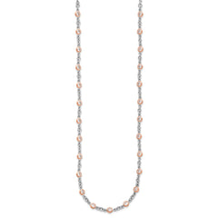 Cheryl M Sterling Silver Rhodium-plated and Rose Gold-plated Accent Brilliant-cut CZ Bezel 42 Station 24 Inch Necklace QCM1605-24