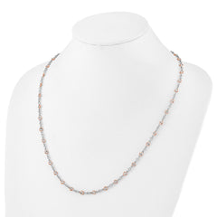 Cheryl M Sterling Silver Rhodium-plated and Rose Gold-plated Accent Brilliant-cut CZ Bezel 42 Station 24 Inch Necklace QCM1605-24