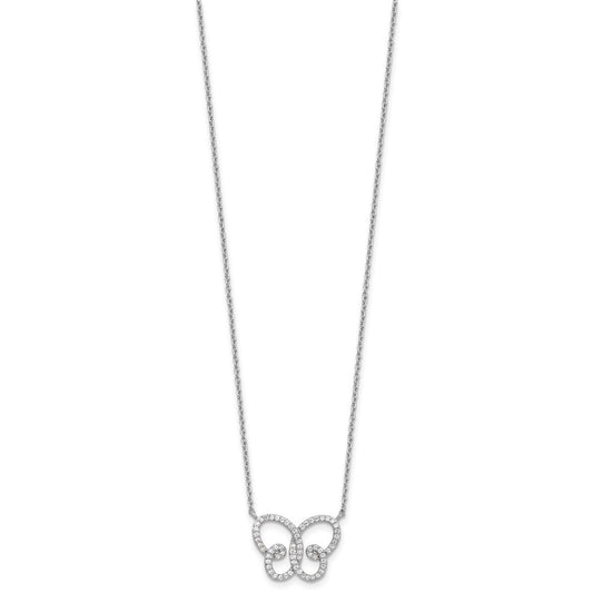 Cheryl M Sterling Silver Rhodium-plated Brilliant-cut CZ Butterfly 18 Inch Necklace with 2 Inch Extender QCM1611-18