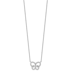 Cheryl M Sterling Silver Rhodium-plated Brilliant-cut CZ Butterfly 18 Inch Necklace with 2 Inch Extender QCM1611-18