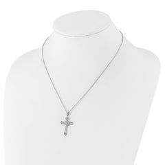 Cheryl M Sterling Silver Rhodium-plated Brilliant-cut CZ Cross 18 Inch Necklace with 2 Inch Extender QCM1612-18