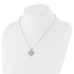 Cheryl M Sterling Silver Rhodium-plated Brilliant-cut Vibrant CZ Awareness Heart 18 Inch Necklace with 2 Inch Extender QCM1613-18