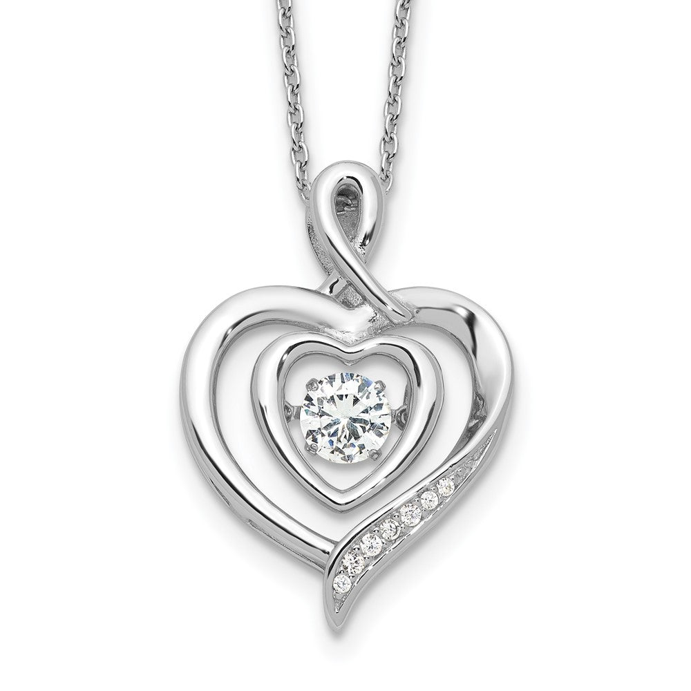 Cheryl M Sterling Silver Rhodium-plated Brilliant-cut Vibrant CZ Awareness Heart 18 Inch Necklace with 2 Inch Extender QCM1613-18