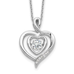 Cheryl M Sterling Silver Rhodium-plated Brilliant-cut Vibrant CZ Awareness Heart 18 Inch Necklace with 2 Inch Extender QCM1613-18