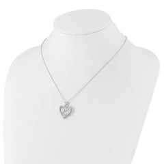 Cheryl M Sterling Silver Rhodium-plated Brilliant-cut Vibrant CZ Heart 18 Inch Necklace with 2 Inch Extender QCM1614-18