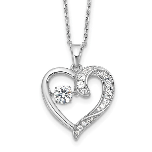 Cheryl M Sterling Silver Rhodium-plated Brilliant-cut Vibrant CZ Heart 18 Inch Necklace with 2 Inch Extender QCM1614-18