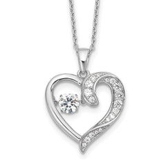 Cheryl M Sterling Silver Rhodium-plated Brilliant-cut Vibrant CZ Heart 18 Inch Necklace with 2 Inch Extender QCM1614-18