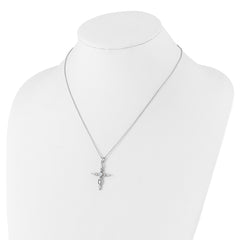 Cheryl M Sterling Silver Rhodium-plated Brilliant-cut and Marquise-cut CZ Cross 18 Inch Necklace with 2 Inch Extender QCM1618-18