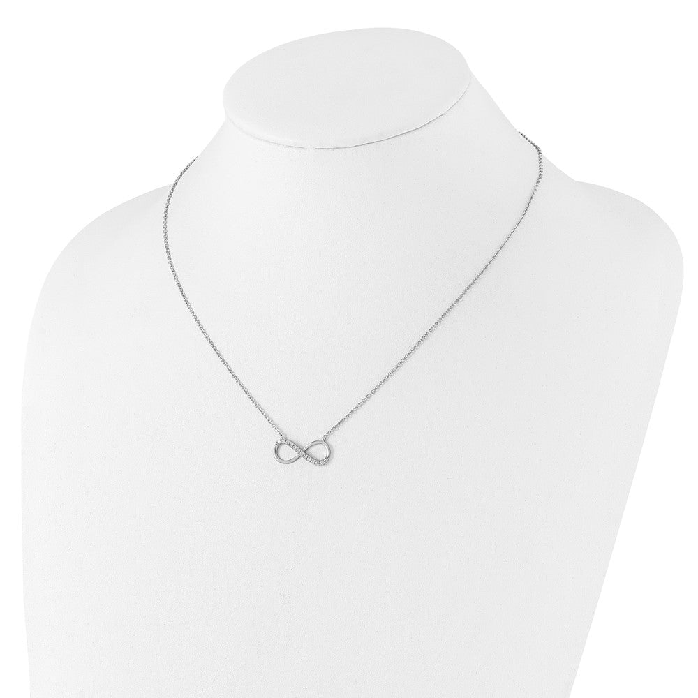 Cheryl M Sterling Silver Rhodium-plated Brilliant-cut CZ Infinity 18 Inch Necklace QCM1619-18