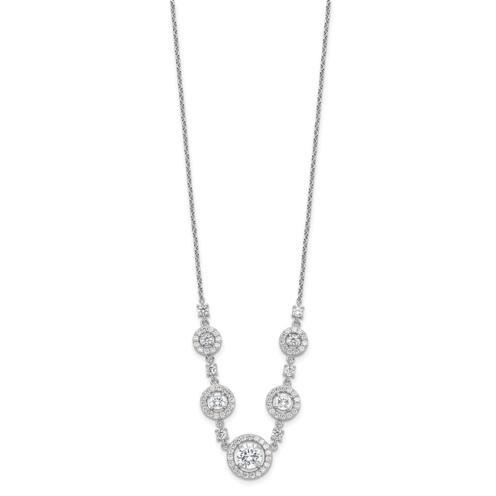 Cheryl M Sterling Silver Rhodium-plated Brilliant-cut CZ Fancy Halo Circles 18 Inch Necklace QCM1628-18