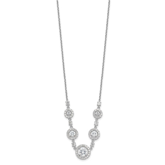 Cheryl M Sterling Silver Rhodium-plated Brilliant-cut CZ Fancy Halo Circles 18 Inch Necklace QCM1628-18