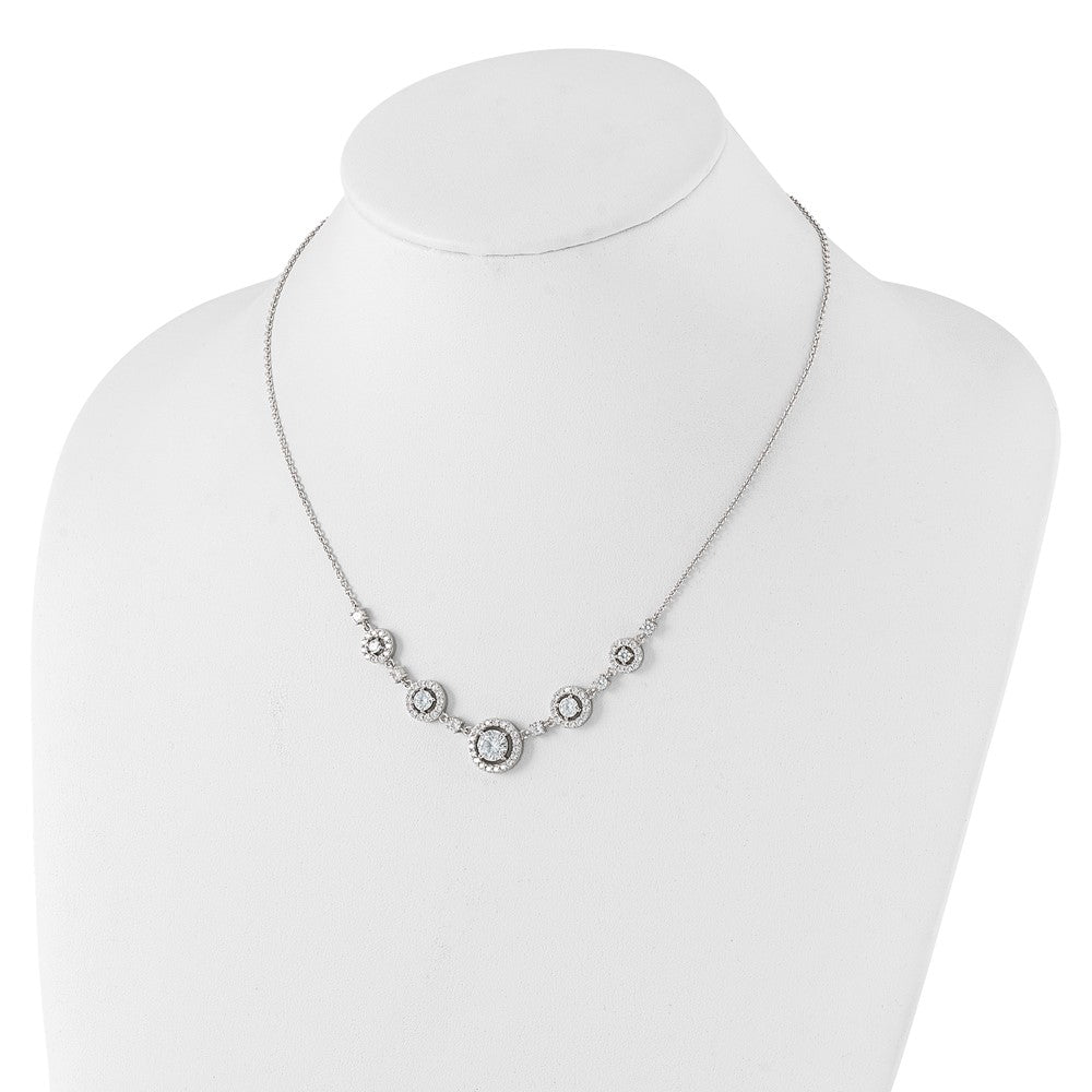 Cheryl M Sterling Silver Rhodium-plated Brilliant-cut CZ Fancy Halo Circles 18 Inch Necklace QCM1628-18