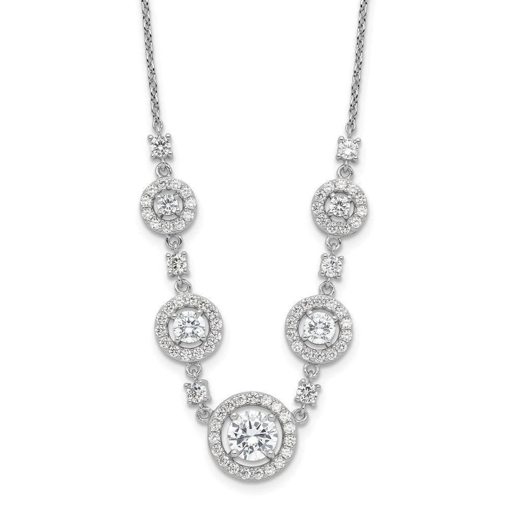 Cheryl M Sterling Silver Rhodium-plated Brilliant-cut CZ Fancy Halo Circles 18 Inch Necklace QCM1628-18