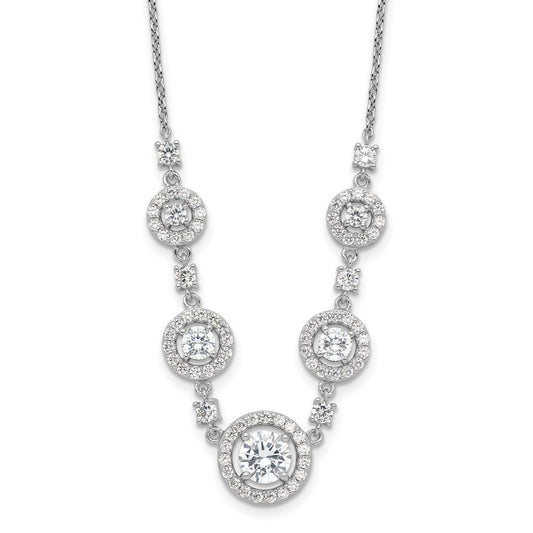 Cheryl M Sterling Silver Rhodium-plated Brilliant-cut CZ Fancy Halo Circles 18 Inch Necklace QCM1628-18
