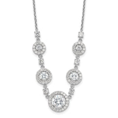 Cheryl M Sterling Silver Rhodium-plated Brilliant-cut CZ Fancy Halo Circles 18 Inch Necklace QCM1628-18