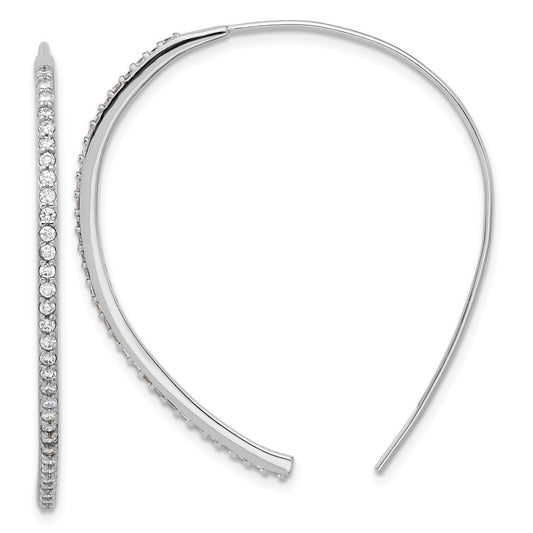 QCM1634 Cheryl M Sterling Silver Rhodium-plated Brilliant-cut CZ Threader Earrings
