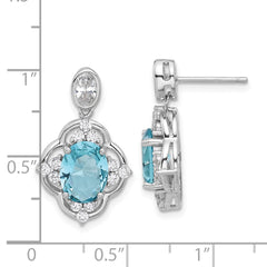 QCM1635 Cheryl M Sterling Silver Rhodium-plated Brilliant-cut Blue Glass and White CZ Post Dangle Earrings