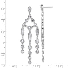 QCM1638 Cheryl M Sterling Silver Rhodium-plated Brilliant-cut Bezel CZ Chandelier Post Dangle Earrings