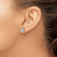 QCM1639 Cheryl M Sterling Silver Rhodium-plated Brilliant-cut Black & White CZ Unicorn Post Earrings