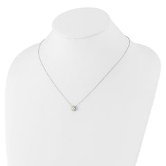 Cheryl M Sterling Silver Rhodium-plated Button Freshwater Cultured Pearl and Brilliant-cut CZ Halo 18 Inch Necklace QCM1643-18
