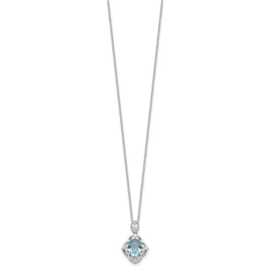 Cheryl M Sterling Silver Rhodium-plated Brilliant-cut Blue Glass and White CZ 18 Inch Necklace QCM1644-18