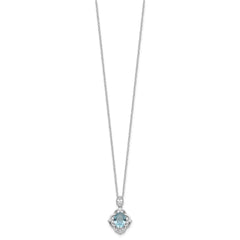 Cheryl M Sterling Silver Rhodium-plated Brilliant-cut Blue Glass and White CZ 18 Inch Necklace QCM1644-18