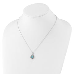 Cheryl M Sterling Silver Rhodium-plated Brilliant-cut Blue Glass and White CZ 18 Inch Necklace QCM1644-18
