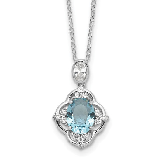 Cheryl M Sterling Silver Rhodium-plated Brilliant-cut Blue Glass and White CZ 18 Inch Necklace QCM1644-18