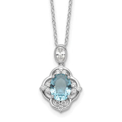 Cheryl M Sterling Silver Rhodium-plated Brilliant-cut Blue Glass and White CZ 18 Inch Necklace QCM1644-18