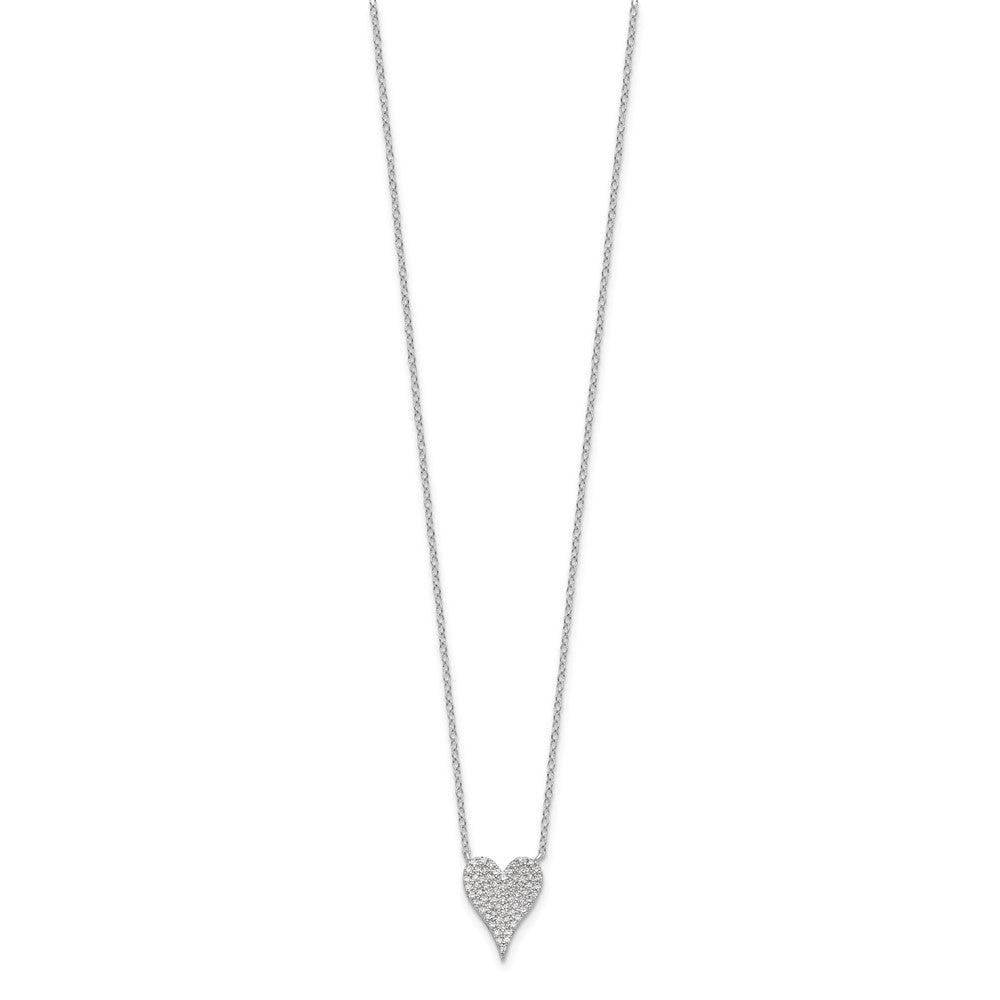 Cheryl M Sterling Silver Rhodium-plated Brilliant-cut Pave CZ Heart 18 Inch Necklace QCM1646-18
