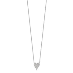 Cheryl M Sterling Silver Rhodium-plated Brilliant-cut Pave CZ Heart 18 Inch Necklace QCM1646-18