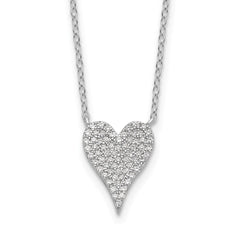 Cheryl M Sterling Silver Rhodium-plated Brilliant-cut Pave CZ Heart 18 Inch Necklace QCM1646-18