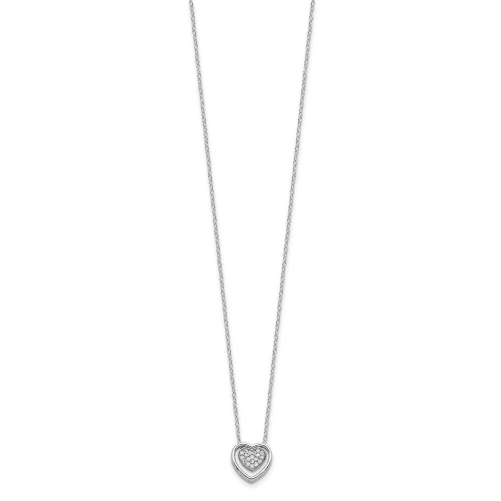 Cheryl M Sterling Silver Rhodium-plated Brilliant-cut CZ Double Heart 18 Inch Necklace QCM1647-18