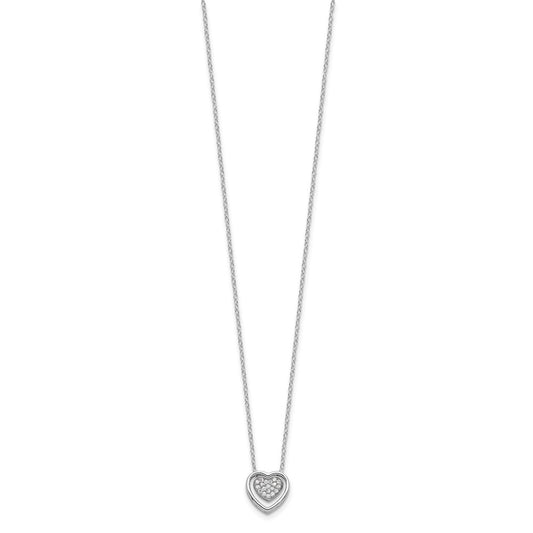 Cheryl M Sterling Silver Rhodium-plated Brilliant-cut CZ Double Heart 18 Inch Necklace QCM1647-18