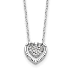 Cheryl M Sterling Silver Rhodium-plated Brilliant-cut CZ Double Heart 18 Inch Necklace QCM1647-18