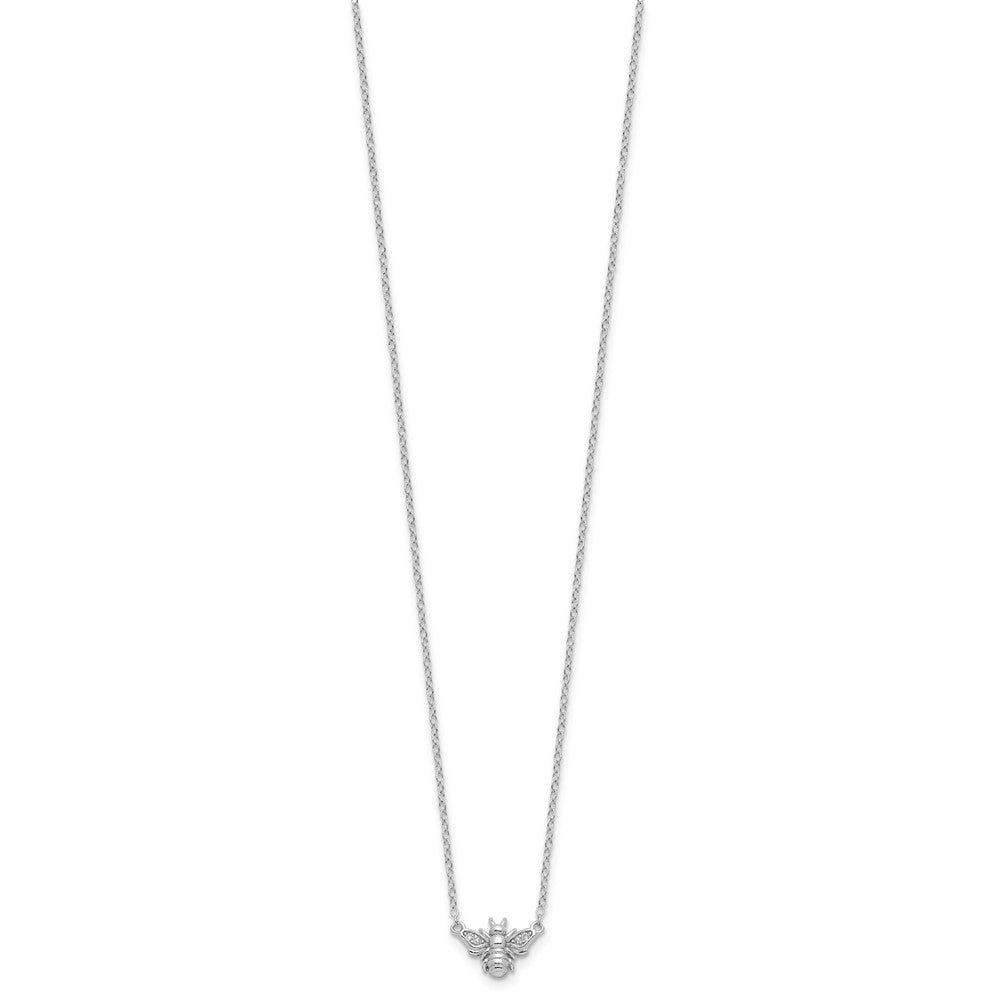 Cheryl M Sterling Silver Rhodium-plated Brilliant-cut CZ Bee 18 Inch Necklace QCM1648-18