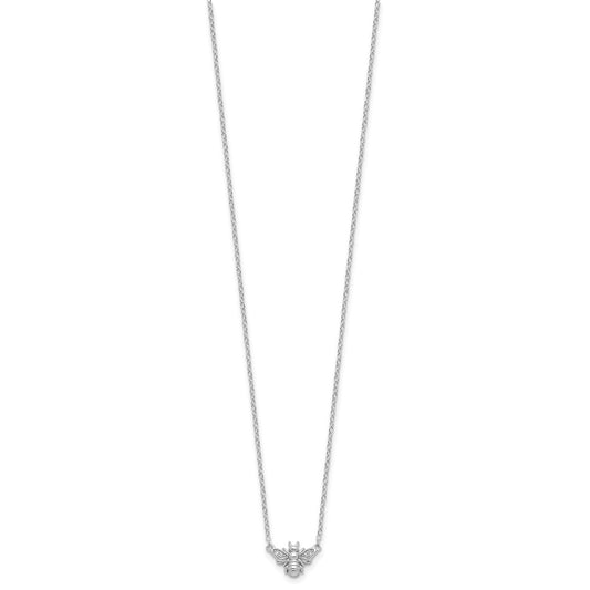 Cheryl M Sterling Silver Rhodium-plated Brilliant-cut CZ Bee 18 Inch Necklace QCM1648-18
