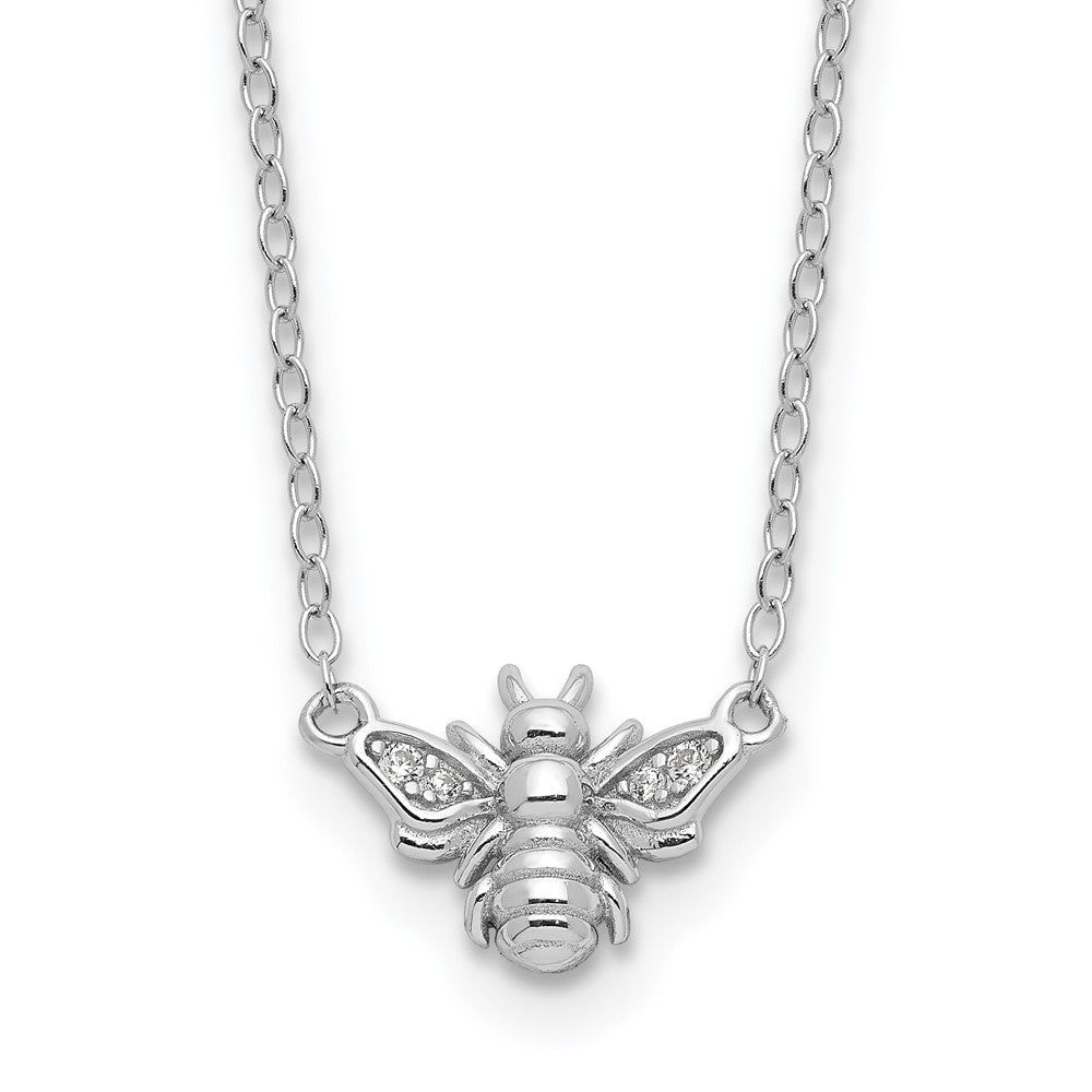 Cheryl M Sterling Silver Rhodium-plated Brilliant-cut CZ Bee 18 Inch Necklace QCM1648-18