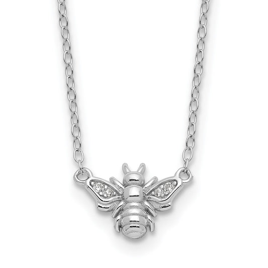 Cheryl M Sterling Silver Rhodium-plated Brilliant-cut CZ Bee 18 Inch Necklace QCM1648-18