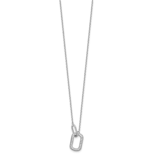 Cheryl M Sterling Silver Rhodium-plated Brilliant-cut CZ Oval Links 18 Inch Necklace QCM1649-18