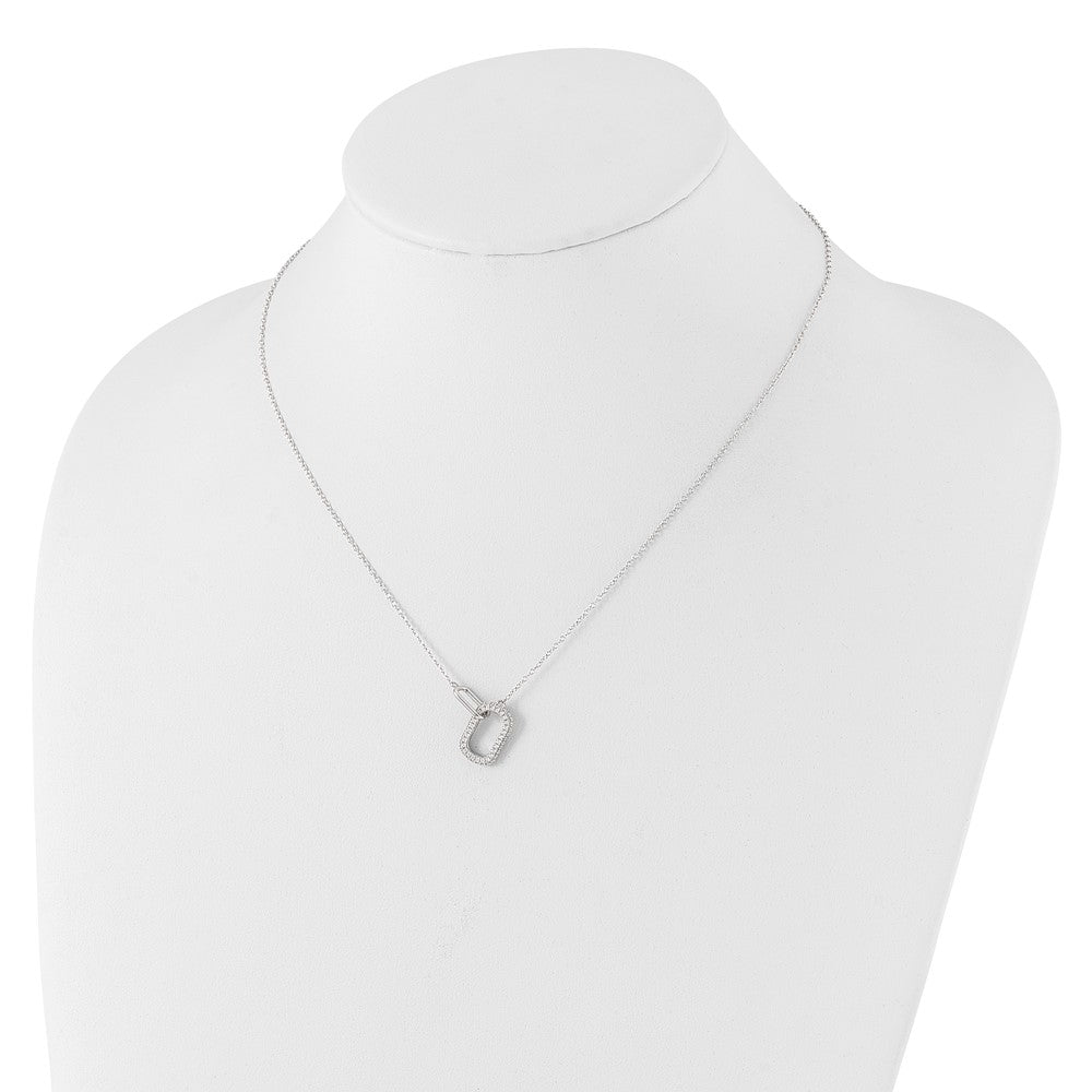 Cheryl M Sterling Silver Rhodium-plated Brilliant-cut CZ Oval Links 18 Inch Necklace QCM1649-18