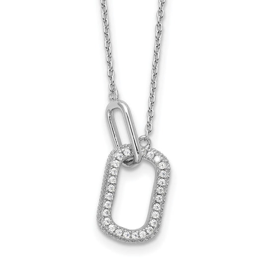 Cheryl M Sterling Silver Rhodium-plated Brilliant-cut CZ Oval Links 18 Inch Necklace QCM1649-18