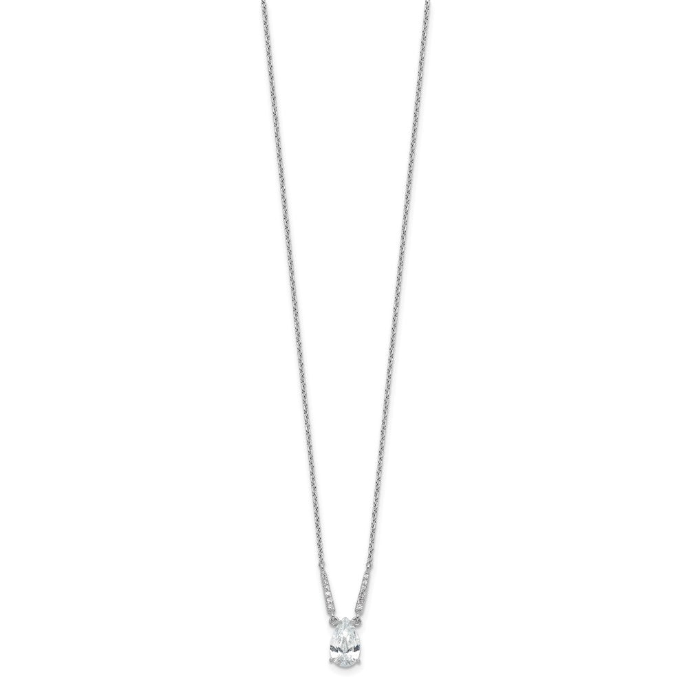 Cheryl M Sterling Silver Rhodium-plated Brilliant-cut CZ Pear Shaped 18 Inch Necklace QCM1650-18