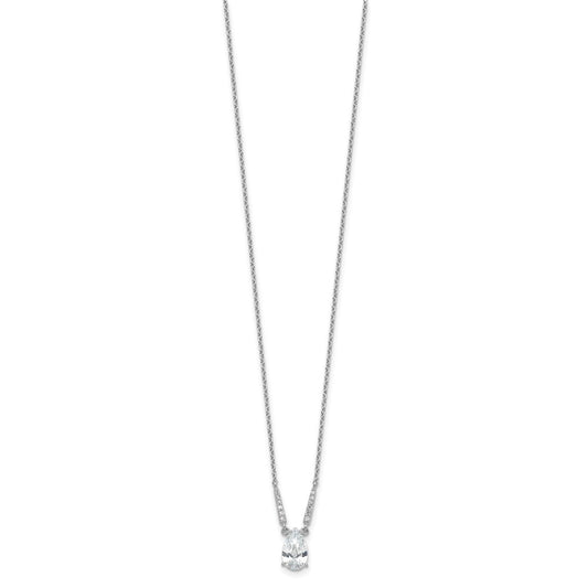 Cheryl M Sterling Silver Rhodium-plated Brilliant-cut CZ Pear Shaped 18 Inch Necklace QCM1650-18
