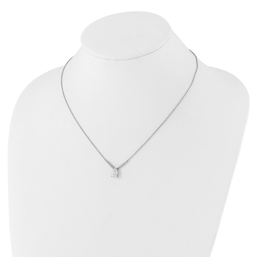 Cheryl M Sterling Silver Rhodium-plated Brilliant-cut CZ Pear Shaped 18 Inch Necklace QCM1650-18