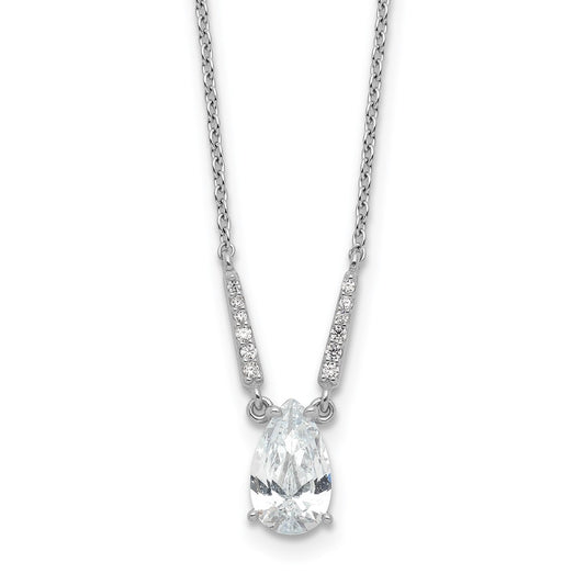 Cheryl M Sterling Silver Rhodium-plated Brilliant-cut CZ Pear Shaped 18 Inch Necklace QCM1650-18