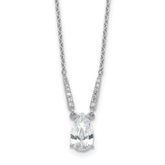 Cheryl M Sterling Silver Rhodium-plated Brilliant-cut CZ Pear Shaped 18 Inch Necklace QCM1650-18