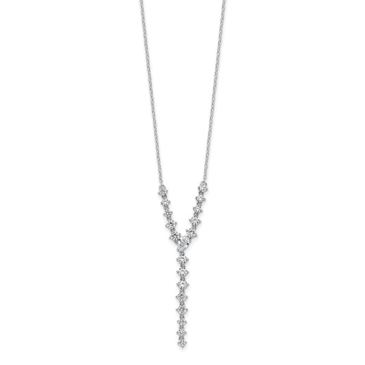 Cheryl M Sterling Silver Rhodium-plated Fancy Brilliant-cut Round & Pear CZ Y-Drop 16 Inch Necklace QCM1651-16