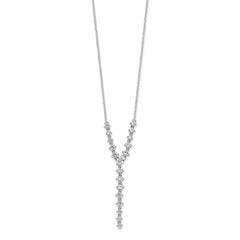 Cheryl M Sterling Silver Rhodium-plated Fancy Brilliant-cut Round & Pear CZ Y-Drop 16 Inch Necklace QCM1651-16